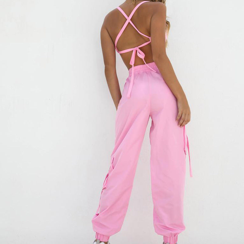 Women's Matching Gym Set – Sleeveless Top & High-Waist Workout Pants