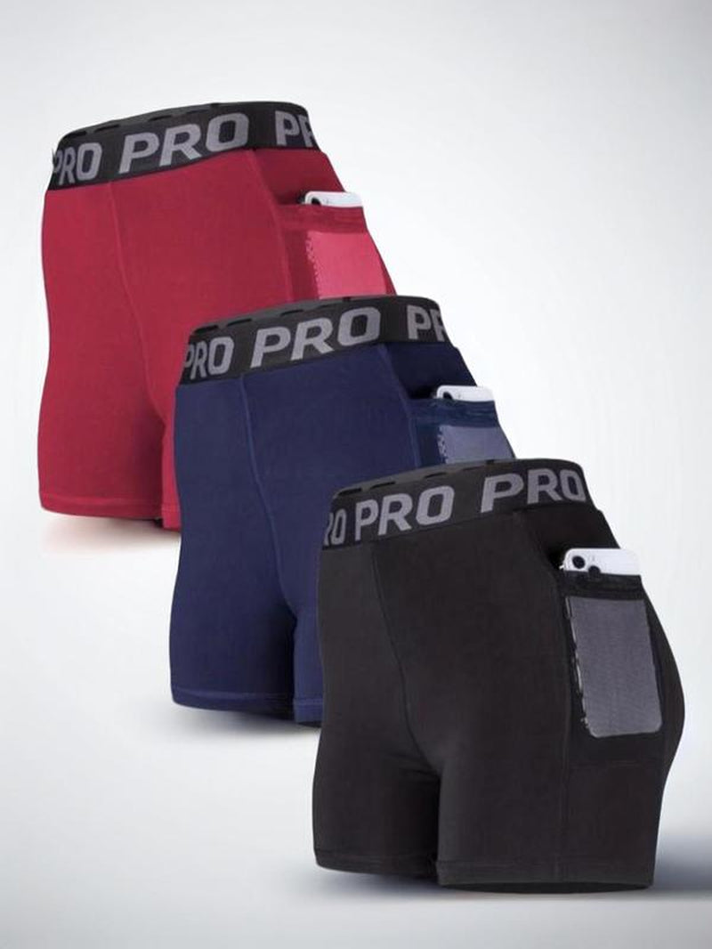 Women's High-Waist Gym Shorts – Mesh Pocket Contrast Sports Short Leggings